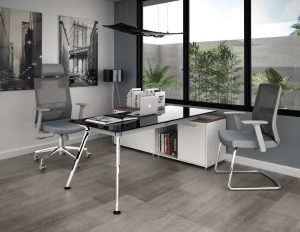 Escritorio cristal credenza lateral